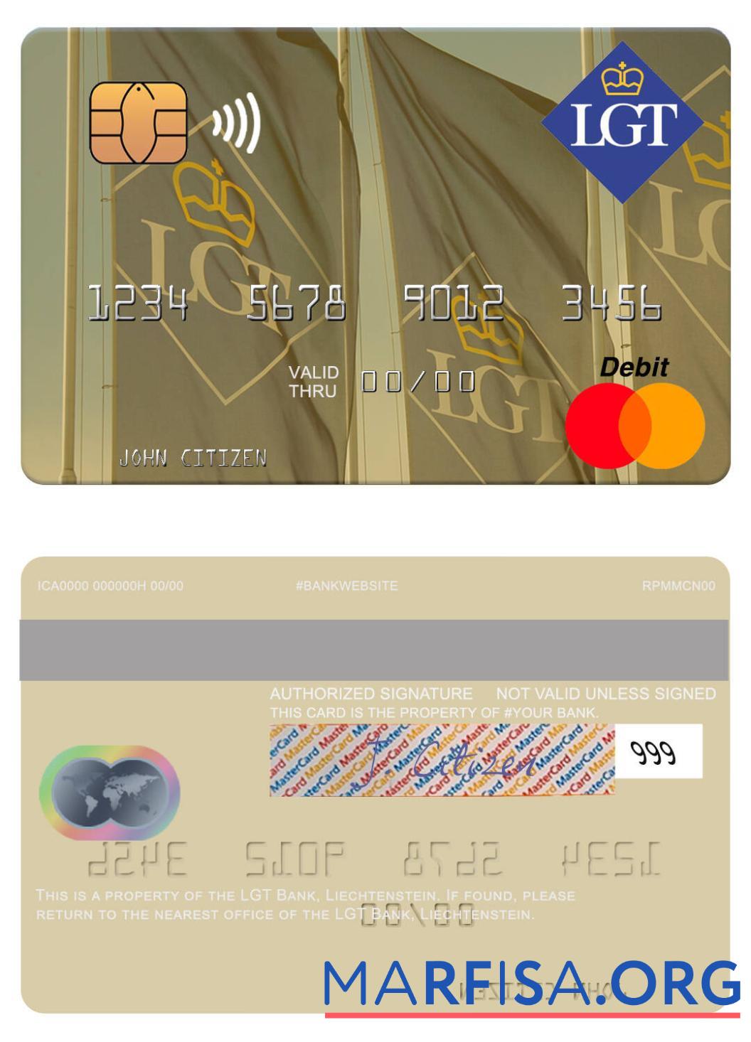 Downloadable Liechtenstein LGT Bank mastercard real example